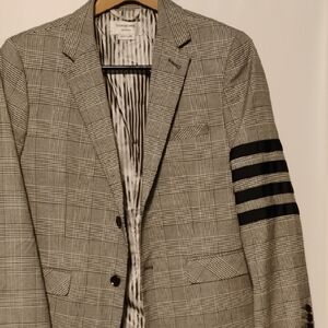 Thom Browne Black and Gray Checkered Blazer
